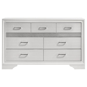 CoasterEveryday Miranda 7-Drawer Dresser White And Rhinestone