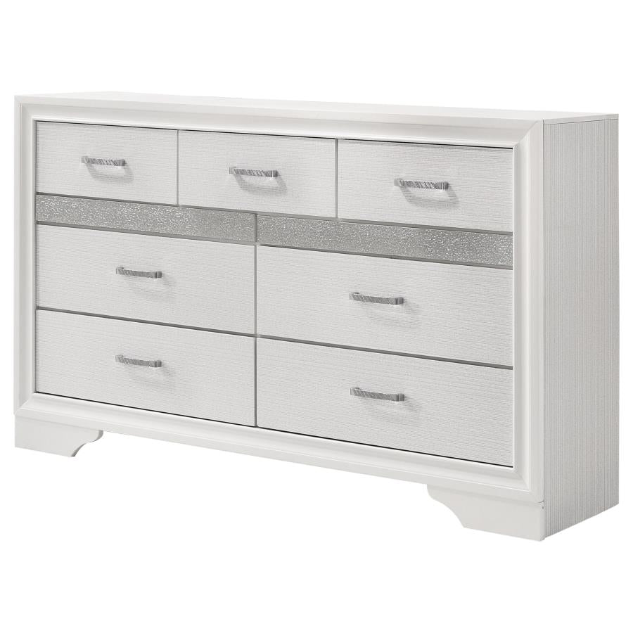 CoasterEveryday Miranda 7-Drawer Dresser White And Rhinestone