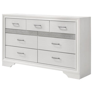 CoasterEveryday Miranda 7-Drawer Dresser White And Rhinestone