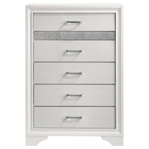 CoasterEveryday Miranda 5-Drawer Chest White And Rhinestone