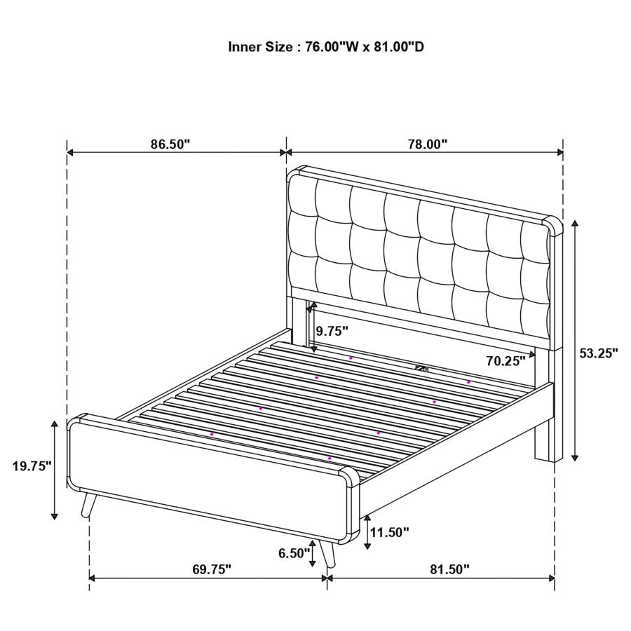 CoasterEssence Robyn Bed With Upholstered Headboard Dark Walnut