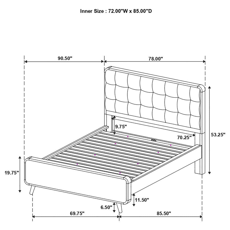 CoasterEssence Robyn Bed With Upholstered Headboard Dark Walnut