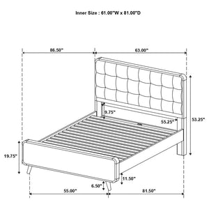 CoasterEssence Robyn Bed With Upholstered Headboard Dark Walnut