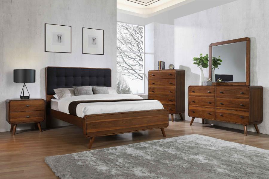 CoasterEssence Robyn Bed With Upholstered Headboard Dark Walnut