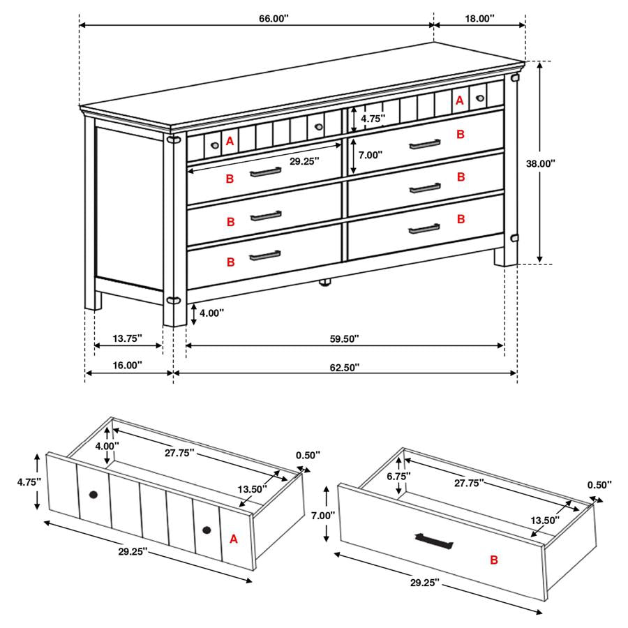 CoasterEveryday Brenner 8-Drawer Dresser Rustic Honey