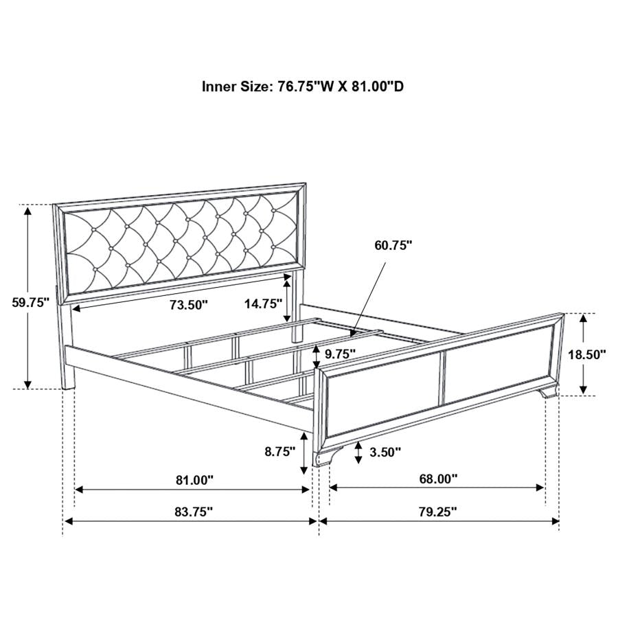 CoasterEveryday Beaumont Upholstered Bed Champagne