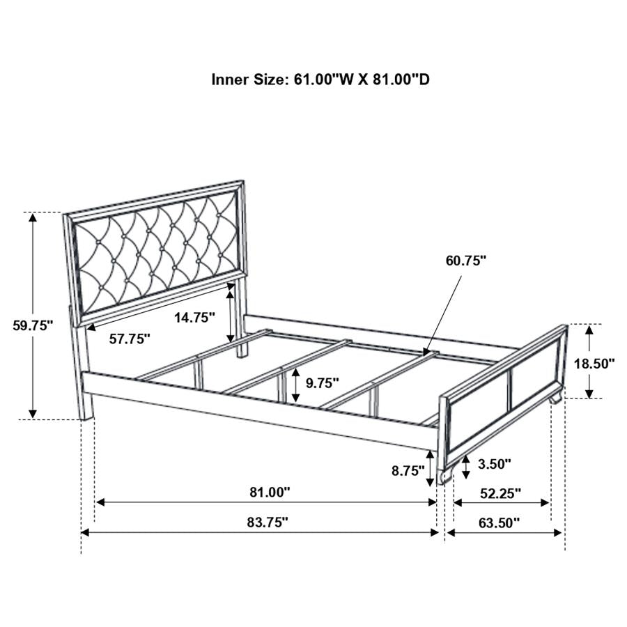 CoasterEveryday Beaumont Upholstered Bed Champagne