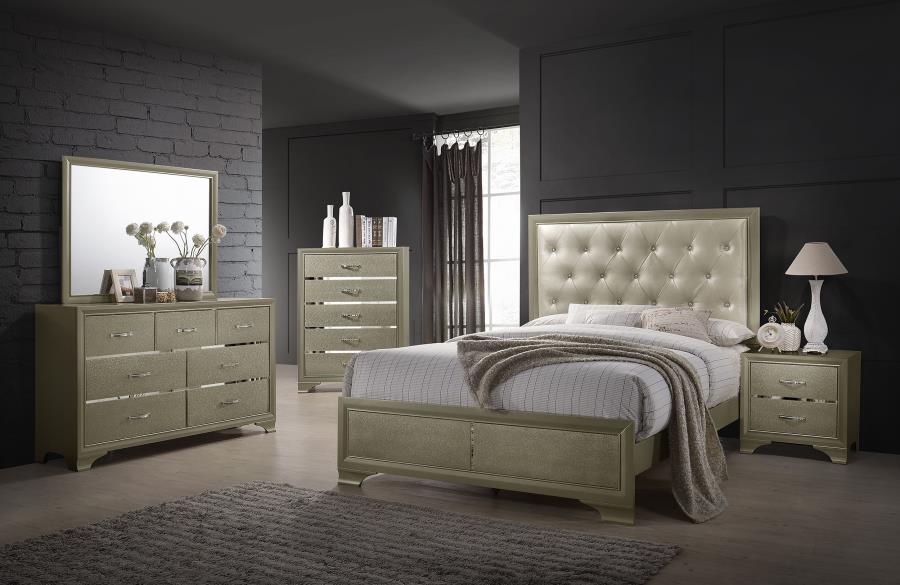 CoasterEveryday Beaumont Upholstered Bed Champagne