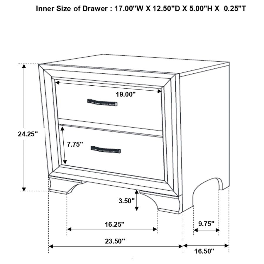 CoasterEveryday Beaumont 2-Drawer Rectangular Nightstand Champagne