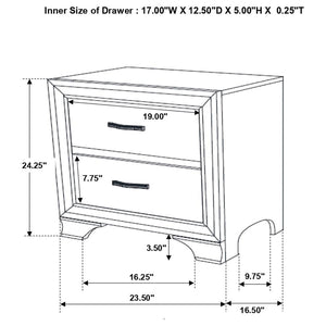 CoasterEveryday Beaumont 2-Drawer Rectangular Nightstand Champagne