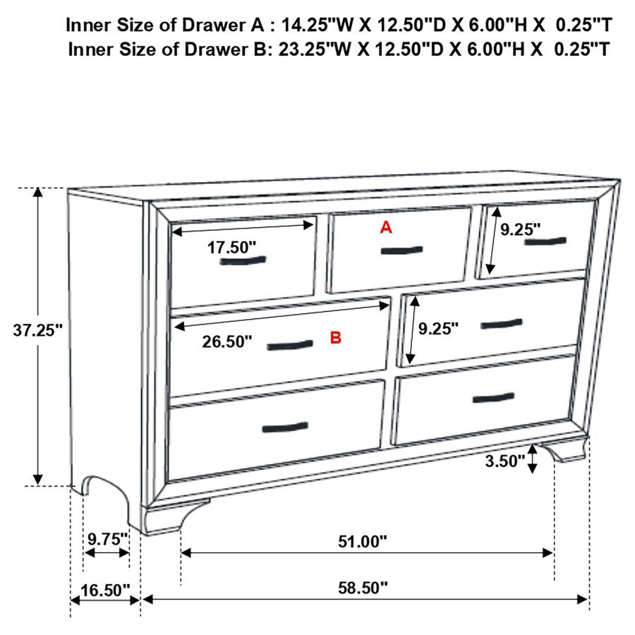 CoasterEveryday Beaumont 7-Drawer Rectangular Dresser Champagne