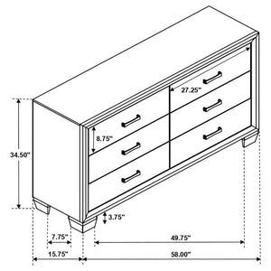 CoasterEveryday Brandon 6-Drawer Dresser Medium Warm Brown