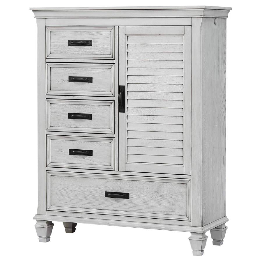 CoasterEssence Franco 5-Drawer Door Chest Antique White