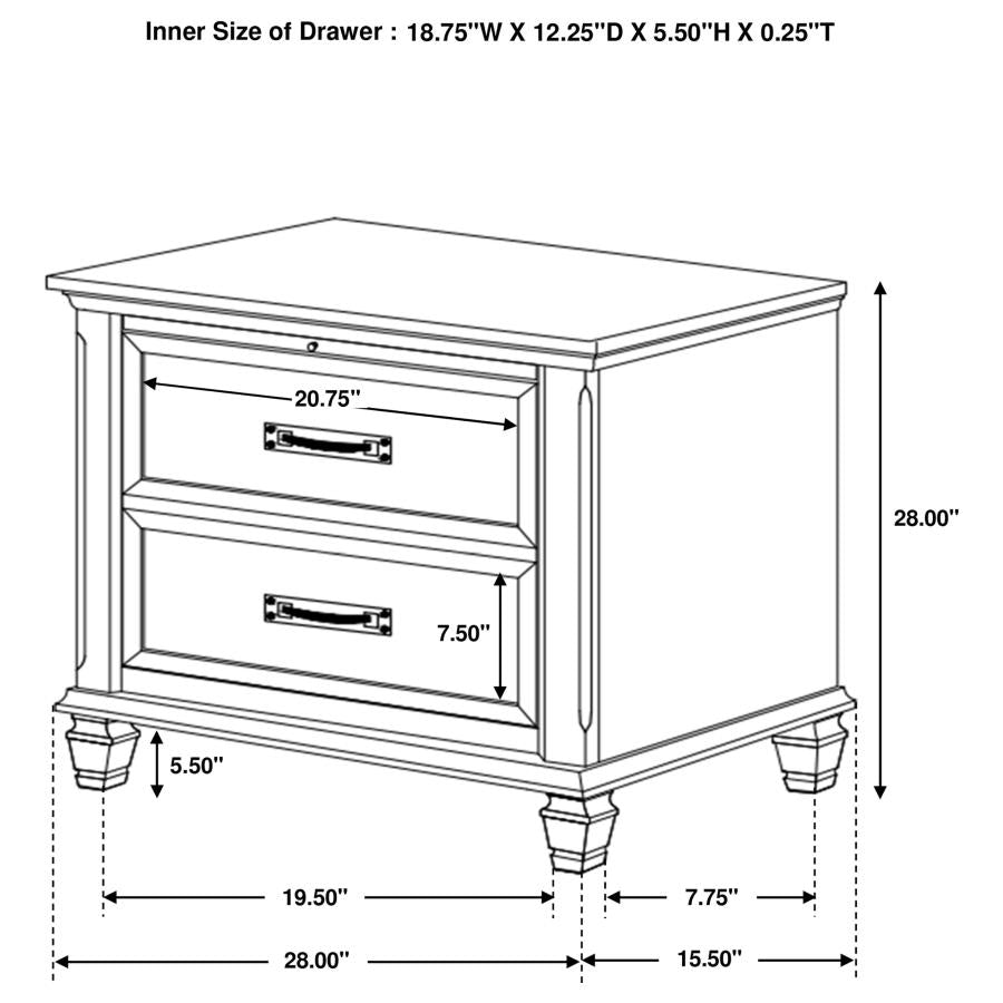 CoasterEssence Franco 2-Drawer Nightstand Weathered Sage