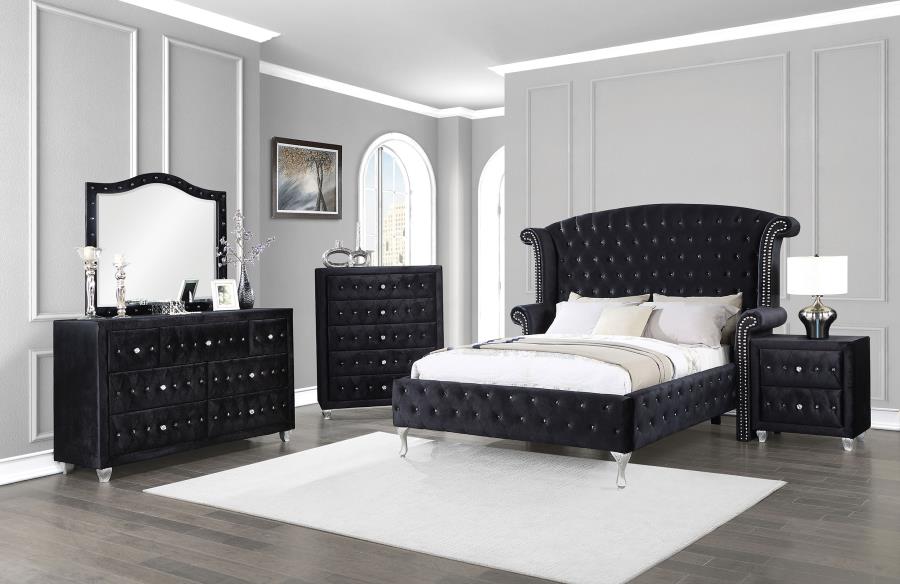 CoasterEssence Deanna Tufted Upholstered Bed Black