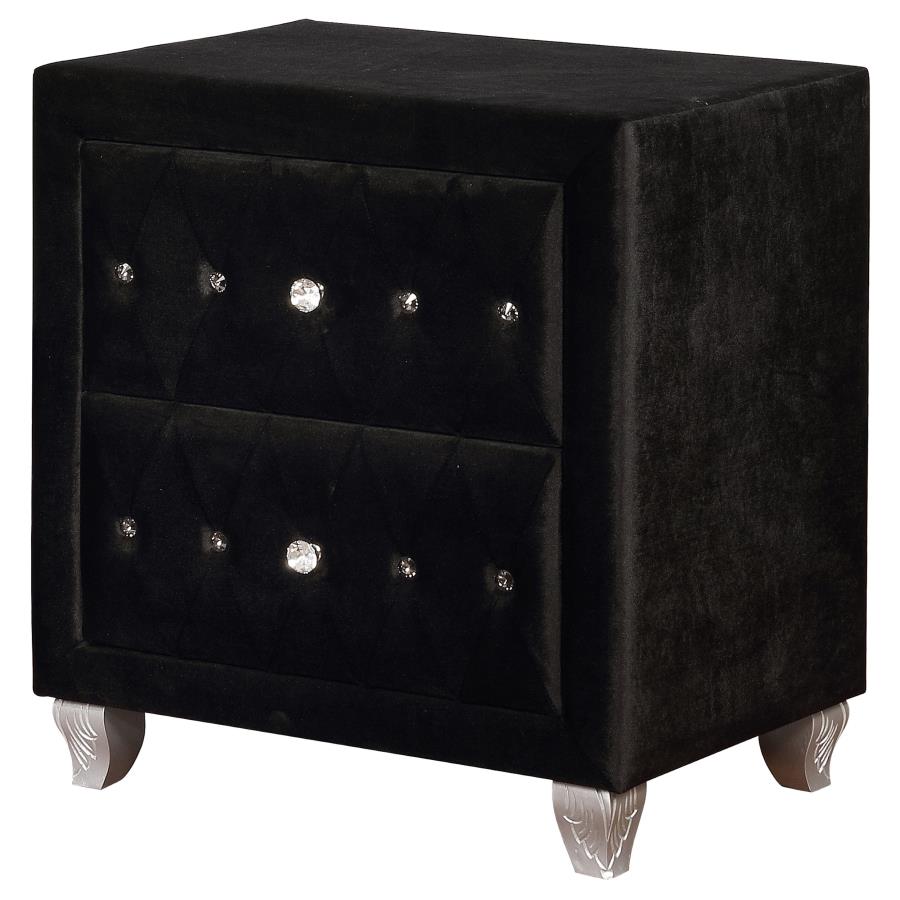 CoasterEssence Deanna 2-Drawer Rectangular Nightstand Black