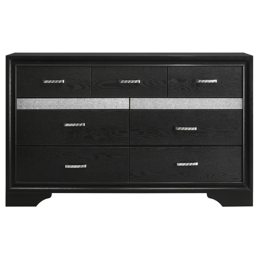 CoasterEveryday Miranda 7-Drawer Dresser Black And Rhinestone