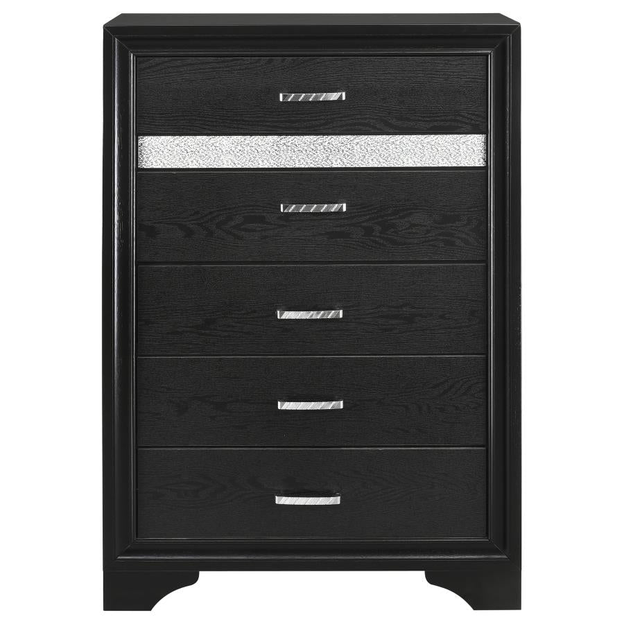 CoasterEveryday Miranda 5-Drawer Chest Black And Rhinestone