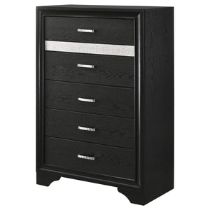 CoasterEveryday Miranda 5-Drawer Chest Black And Rhinestone