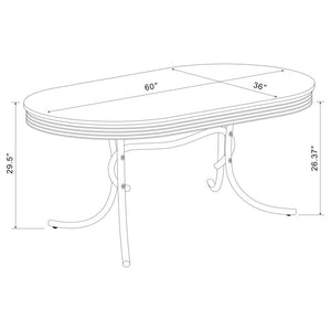 CoasterEveryday Retro Oval Dining Table Glossy White And Chrome