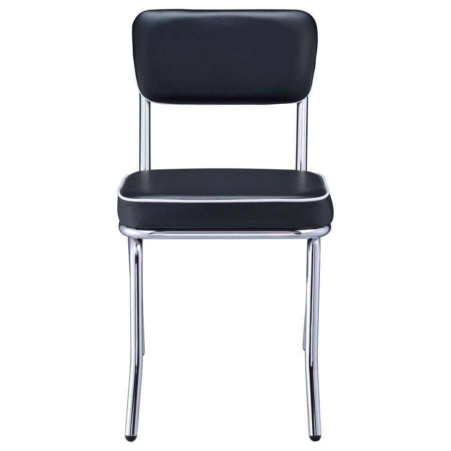 CoasterEveryday Retro Open Back Side Chairs Black And Chrome (Set Of 2)