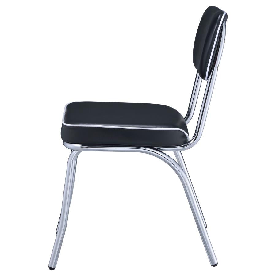 CoasterEveryday Retro Open Back Side Chairs Black And Chrome (Set Of 2)