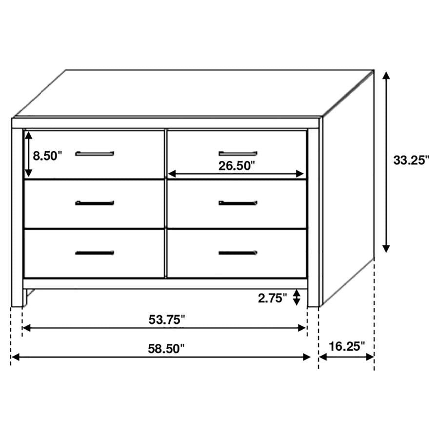 CoasterEveryday Brantford 6-Drawer Dresser Barrel Oak