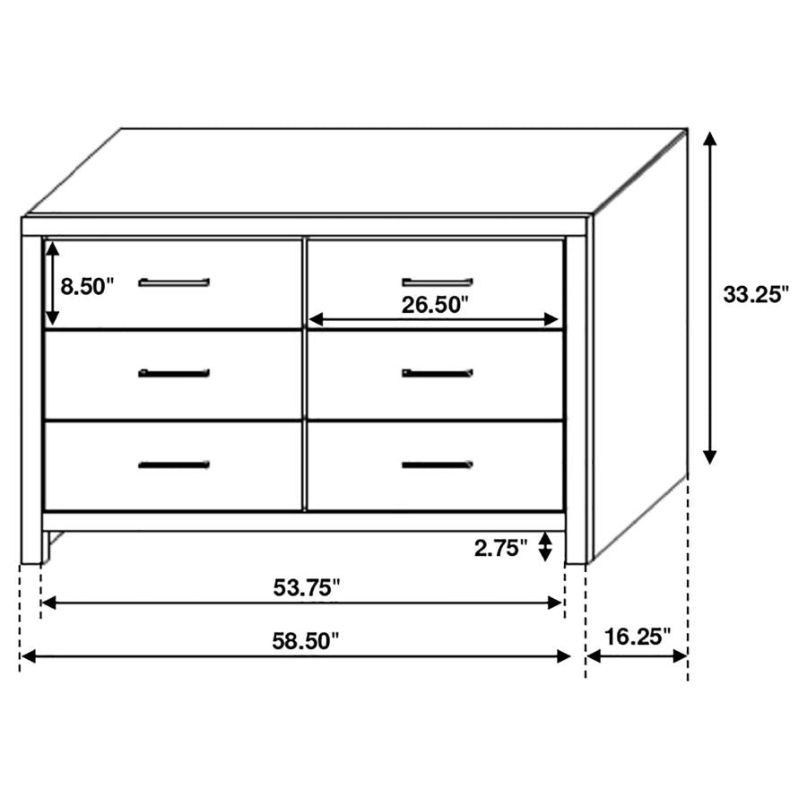 CoasterEveryday Brantford 6-Drawer Dresser Coastal White