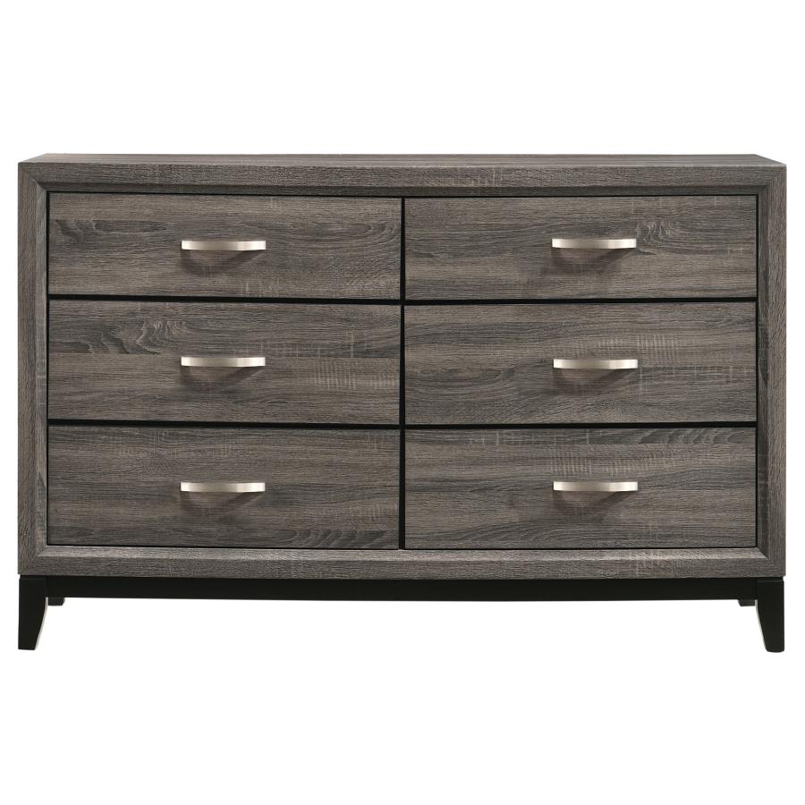 CoasterEveryday Watson 6-Drawer Dresser Grey Oak And Black