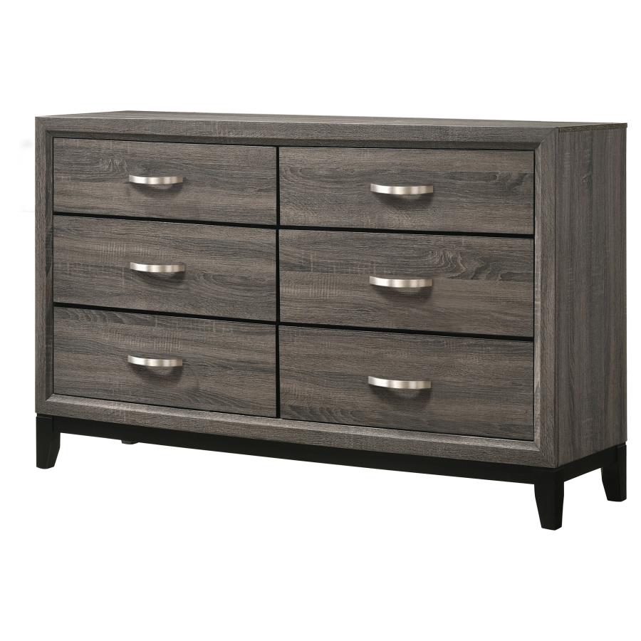 CoasterEveryday Watson 6-Drawer Dresser Grey Oak And Black