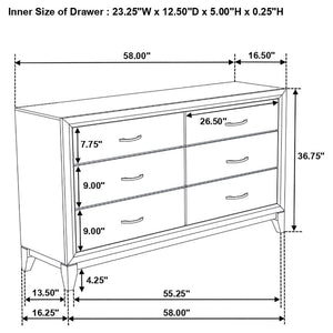 CoasterEveryday Watson 6-Drawer Dresser Grey Oak And Black