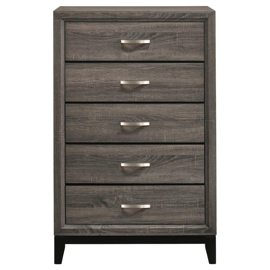 CoasterEveryday Watson 5-Drawer Chest Grey Oak And Black