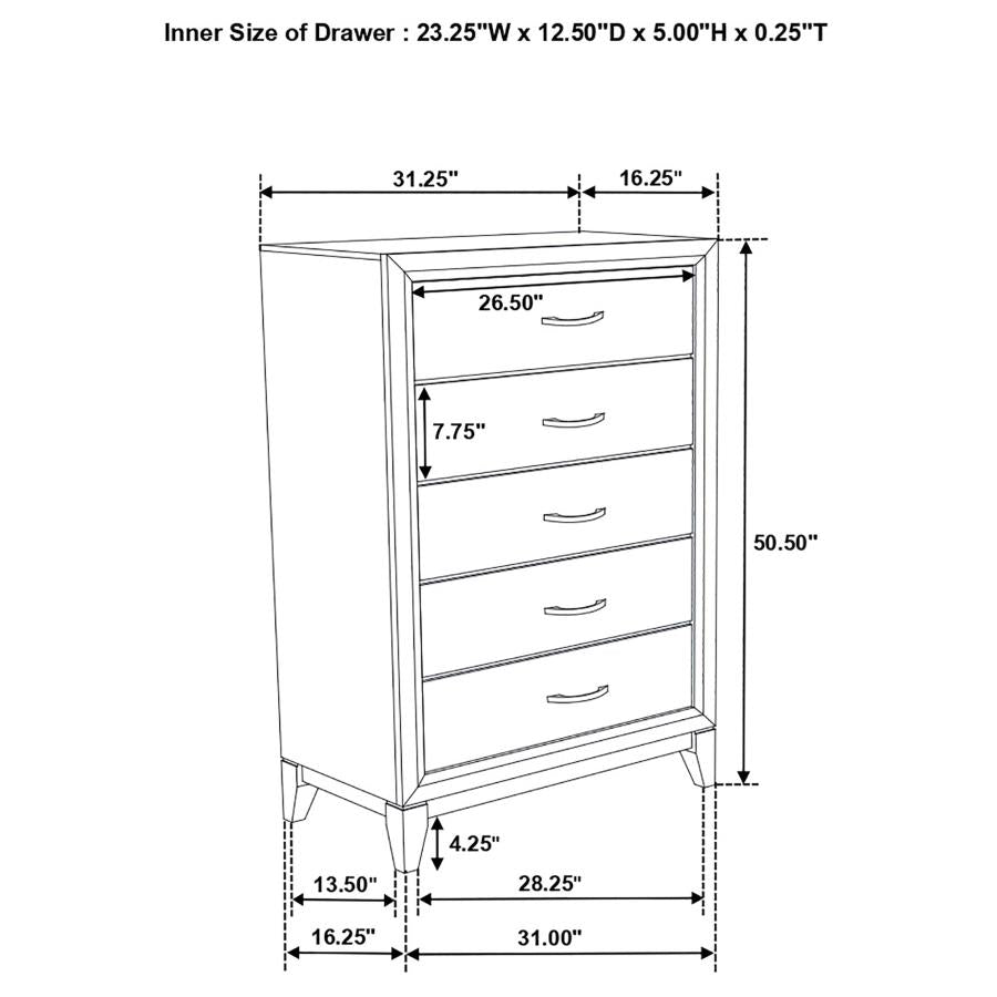 CoasterEveryday Watson 5-Drawer Chest Grey Oak And Black