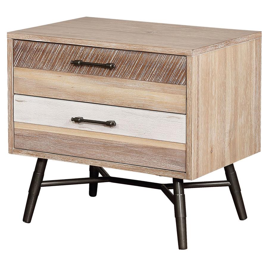 CoasterEssence Marlow 2-Drawer Nightstand Rough Sawn Multi