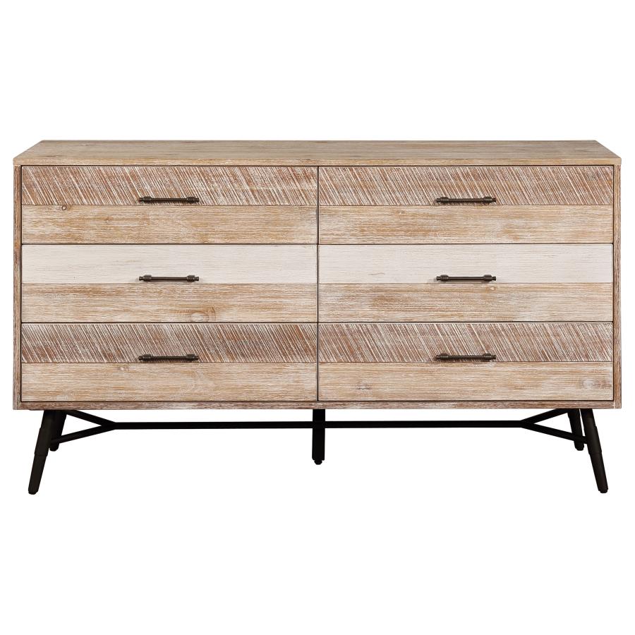 CoasterEssence Marlow 6-Drawer Dresser Rough Sawn Multi