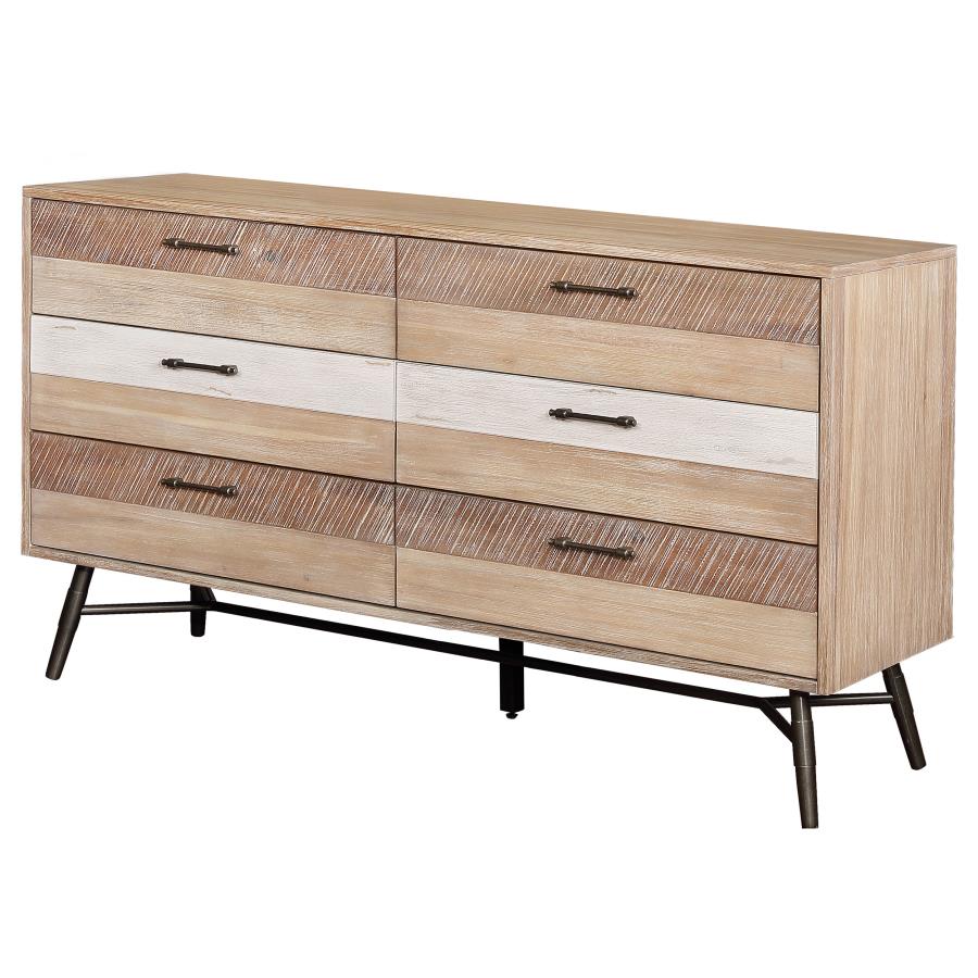 CoasterEssence Marlow 6-Drawer Dresser Rough Sawn Multi