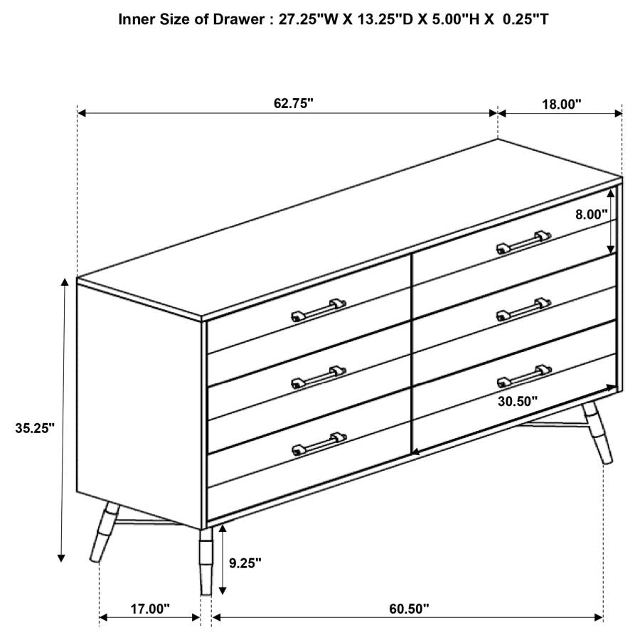 CoasterEssence Marlow 6-Drawer Dresser Rough Sawn Multi