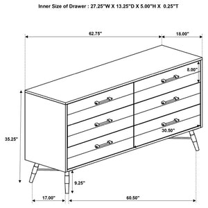 CoasterEssence Marlow 6-Drawer Dresser Rough Sawn Multi