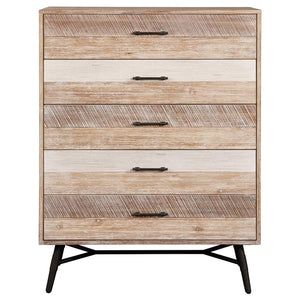 CoasterEssence Marlow 5-Drawer Chest Rough Sawn Multi