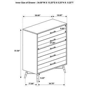 CoasterEssence Marlow 5-Drawer Chest Rough Sawn Multi