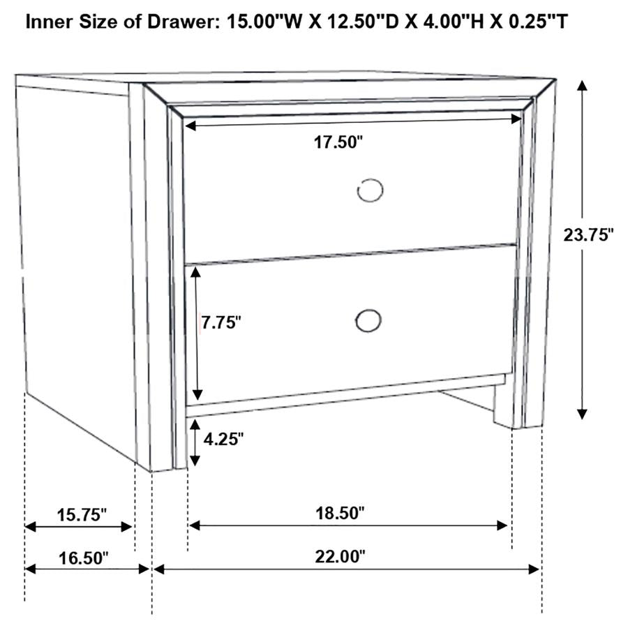 CoasterEveryday Serenity 2-Drawer Nightstand Mod Grey