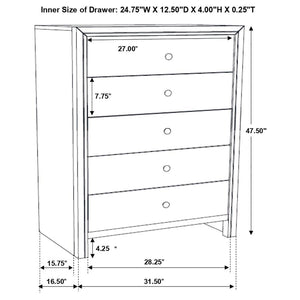 CoasterEveryday Serenity 5-Drawer Chest Mod Grey