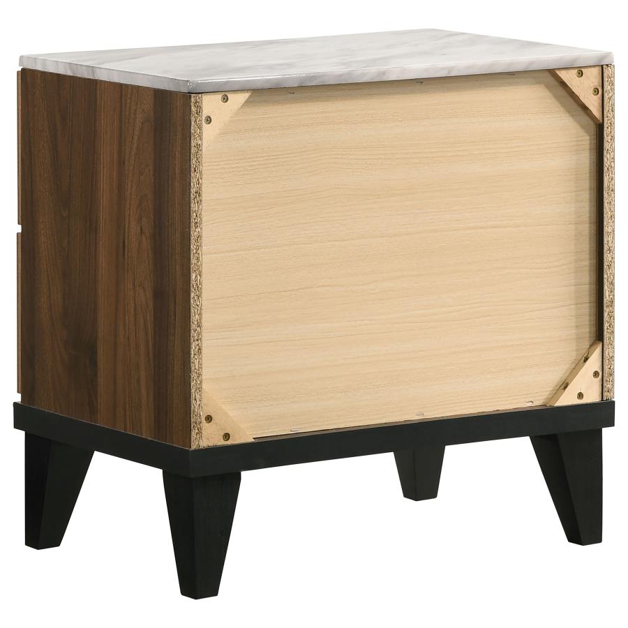 CoasterEveryday Mays 2-Drawer Nightstand Walnut Brown With Faux Marble Top