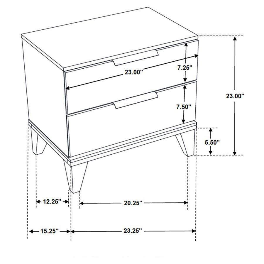 CoasterEveryday Mays 2-Drawer Nightstand Walnut Brown With Faux Marble Top