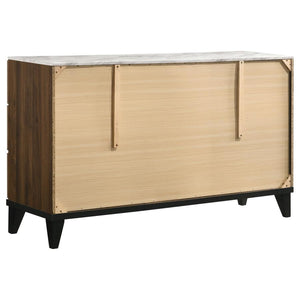 CoasterEveryday Mays 6-Drawer Dresser Walnut Brown With Faux Marble Top