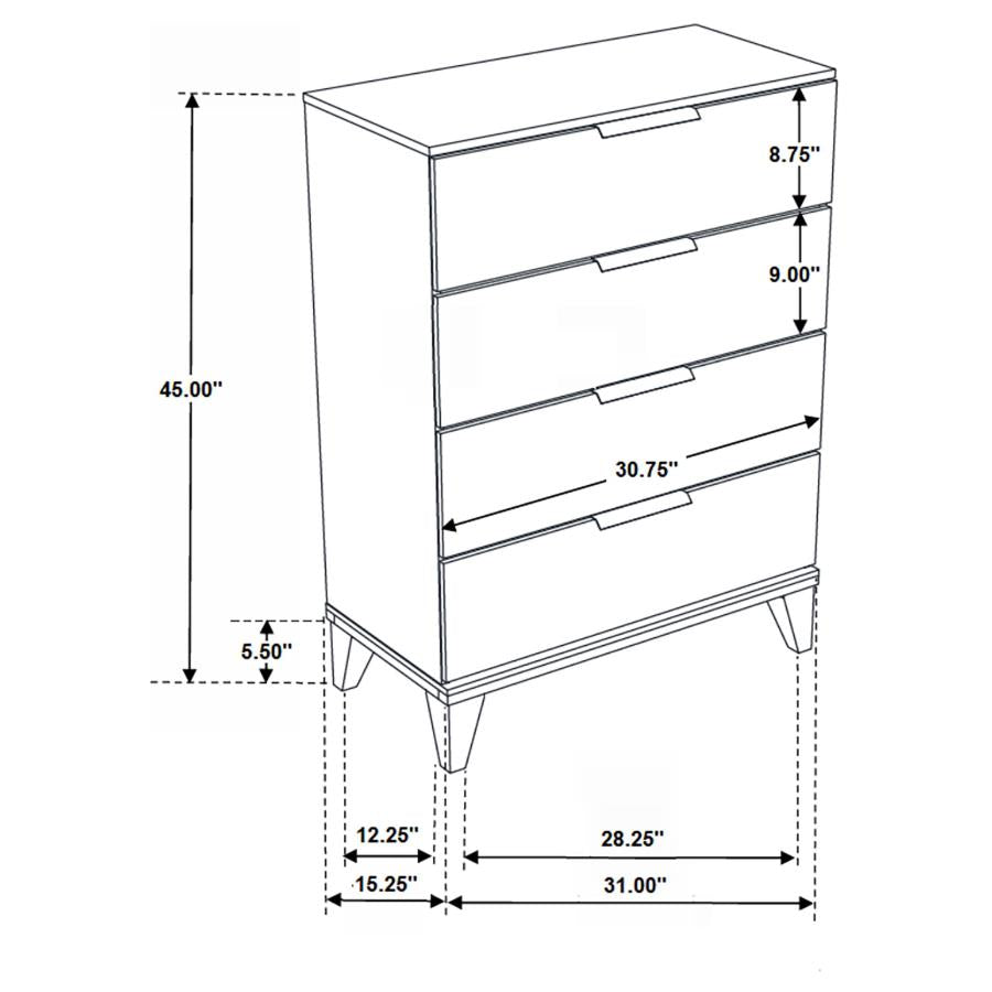 CoasterEveryday Mays 4-Drawer Chest Walnut Brown With Faux Marble Top