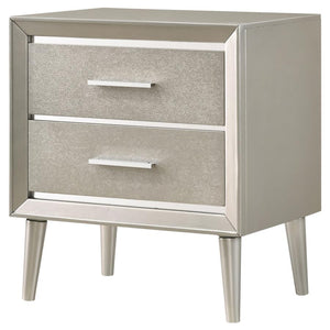 CoasterEveryday Ramon 2-Drawer Nightstand Metallic Sterling