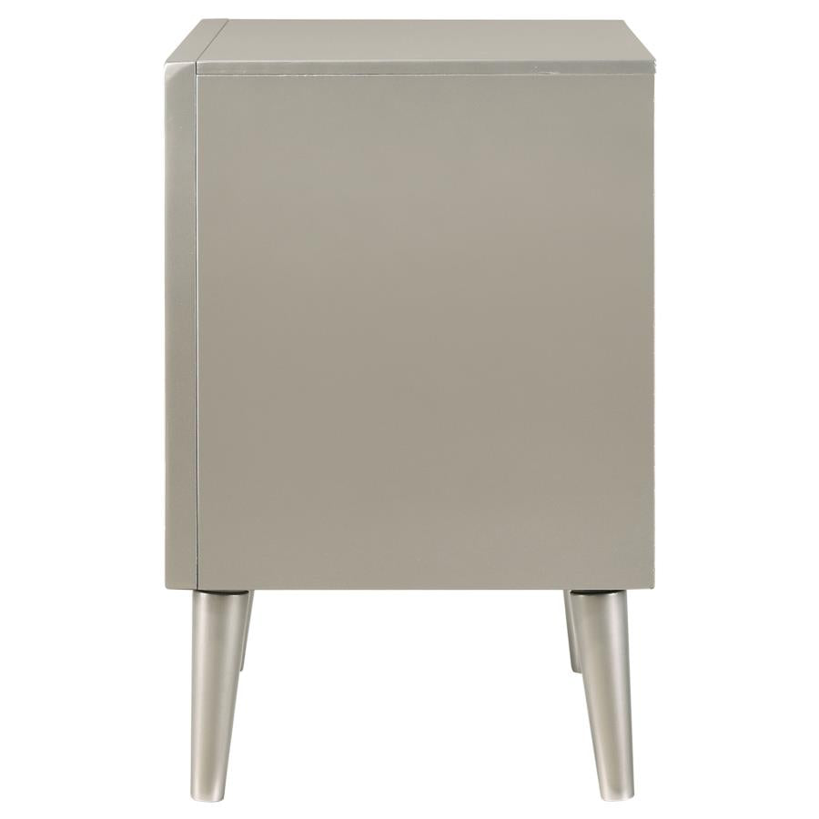 CoasterEveryday Ramon 2-Drawer Nightstand Metallic Sterling