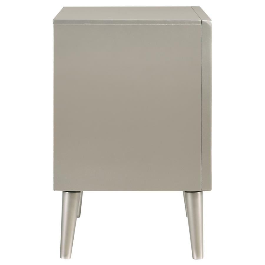 CoasterEveryday Ramon 2-Drawer Nightstand Metallic Sterling