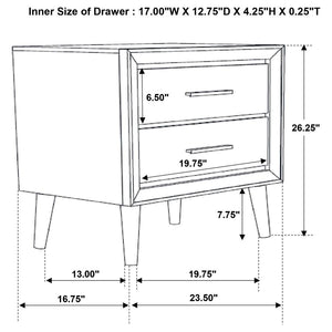 CoasterEveryday Ramon 2-Drawer Nightstand Metallic Sterling